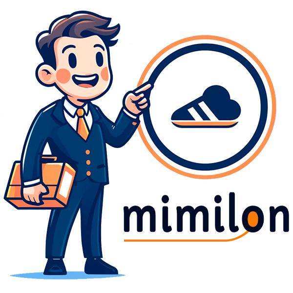 Mimilon apontando um produto