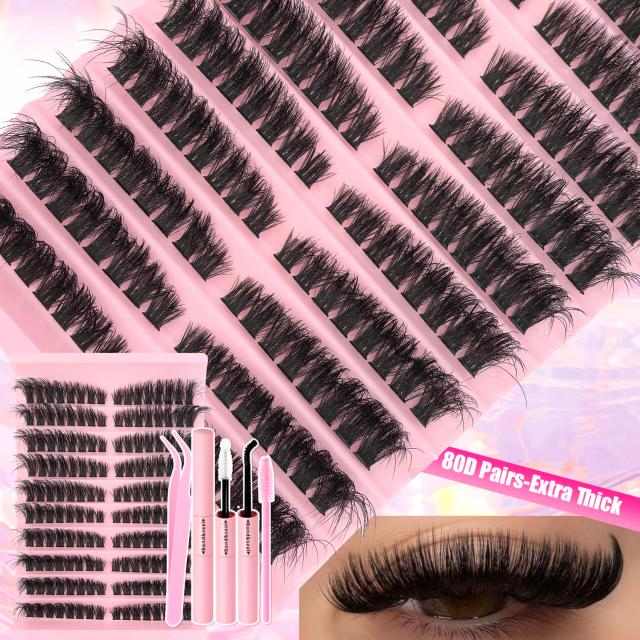 Kit Extensão Cílios DIY Cílios Individuais 9-16mm Naturais Finos