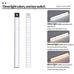 USB tipo C recarregável LED gabinete luz, sensor de movimento, lâmpada para cozinha, iluminação de armário, 20cm, 30cm, 40cm, 50cm, 60cm - Image 4