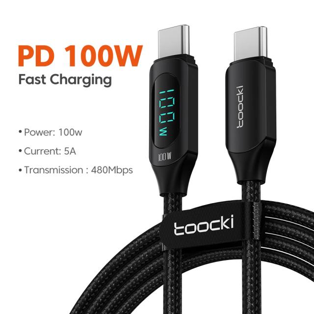 Toocki Cabo Tipo C para Tipo C 100W Carregamento Rápido PD