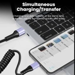 Cabo tipo c para tipo c, 66w, 100w, para iphone 15, huawei, xiaomi, samsung, cabo de mola de carro, 6a, curto, carregamento rápido, cabo usb c - Image 4