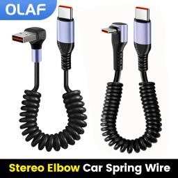 Cabo tipo c para tipo c, 66w, 100w, para iphone 15, huawei, xiaomi, samsung, cabo de mola de carro, 6a, curto, carregamento rápido, cabo usb c - Image 1