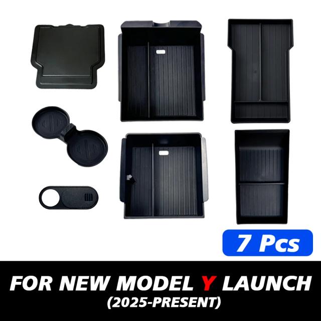 TEKSY Tapetes e Organizadores para Console e Apoio de Braço Tesla Model Y 2025-2026 Juniper 1-8 Peças