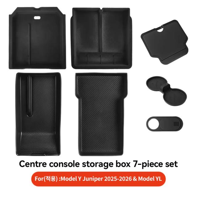 Tesla Model 3/Y/YL Highland Juniper 2026 Caixa Organizadora Central com Porta-Copos e Compartimento de Armazenamento Oculto para Console Acessórios
