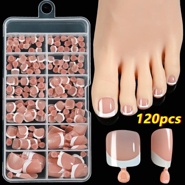 100 Peças Unhas Quadradas Curtas Brancas para Verão