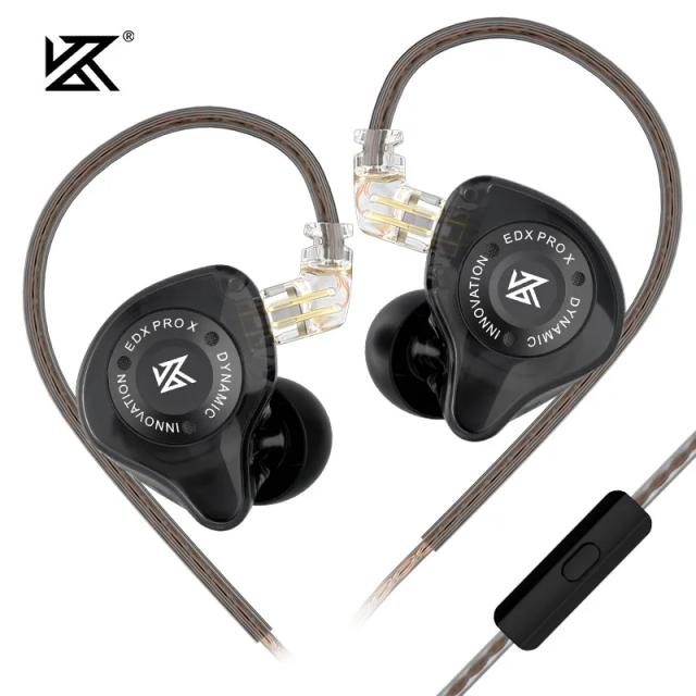 KZ EDX Pro X IEM Fones de Ouvido Unidade Dinâmica Alta Fidelidade Graves Profundos 1 Par