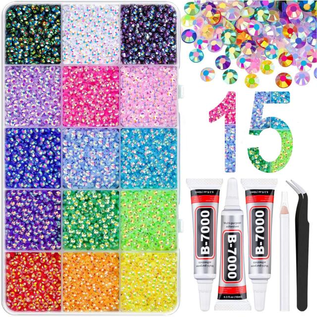 Kit de Strass de Resina Jelly para Decoração com Adesivo B7000