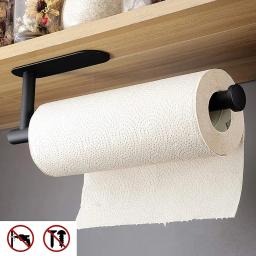 Suporte de toalha de papel de cozinha adesivo cabide de tecido rolo de papel higiênico dispensador armário de armazenamento guardanapo rack acessórios do banheiro - Image 1