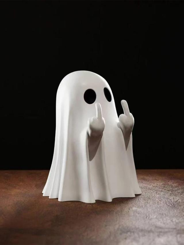 Estátua Fantasma Dedo do Meio 7,5cm Decoração Halloween