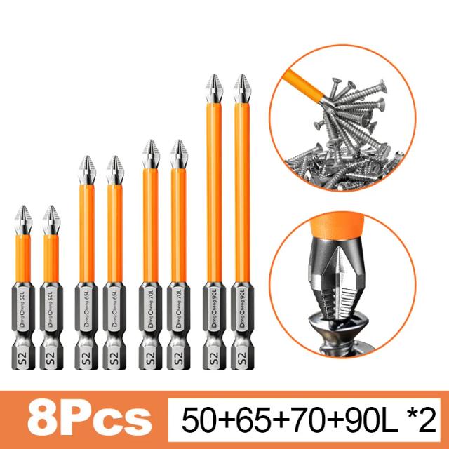 Conjunto de Pontas de Chave de Fenda Magnéticas S2 Antiderrapantes para Ferramentas Elétricas