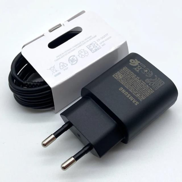 Carregador Samsung 25W Super Rápido USB-C para Galaxy S24 S23 S22 S21 S20 A54 A34 Z Flip Fold 5 6 4