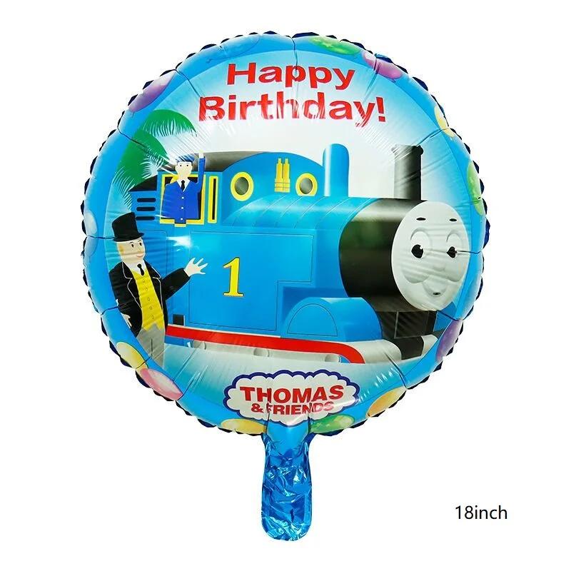Cartoon Train Látex Foil Balões, Decoração De Festa De Aniversário, Balões, Chávena, Prato, Decorações De Festa, Backdrop Banner, Bolo Toppers, Tomás - Image 1