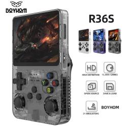 R36S Console de videogame portátil retro, sistema Linux, 3.5 Polegada tela IPS, R35s Pro, Pocket Video Player portátil, 64GB jogos, 128G - Image 1