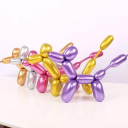 Tira de metal engrossado magia tira balão metálico chrome baloons cor misturada longa balões casamento aniversário atacado - Image 4