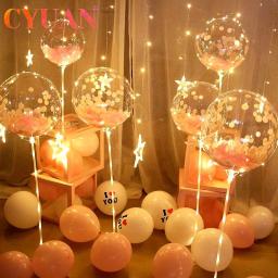 Cyuan-1 conjunto de balões led com suporte, luminoso, transparente, com coluna, luzes led, decoração de festas de aniversário, casamento - Image 1