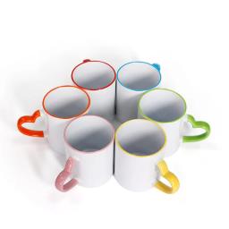 Sublimação Em Branco Caneca De Cerâmica, Coração De Cor, Copos De Alça Redonda, Presente Criativo, DIY, Personalizar A Imagem Do Logotipo - Image 3