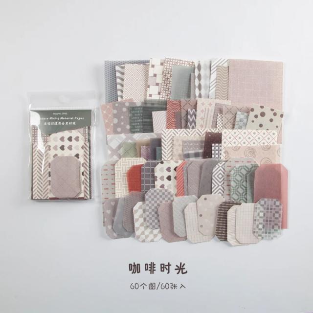 Conjunto de 60 Peças de Papel Decorativo para Scrapbooking e Artesanato DIY