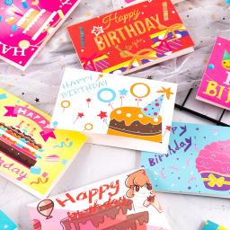 Blank Inner Page Cartão, Cartão de Feliz Aniversário, Cartão Postal Dobrável, Menino e Menina Presente, 10Pcs - Image 1