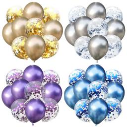 10 pçs balões de látex de metal conjunto de balões de confete para festa de aniversário de casamento balão decoração chá de bebê balões de hélio - Image 1
