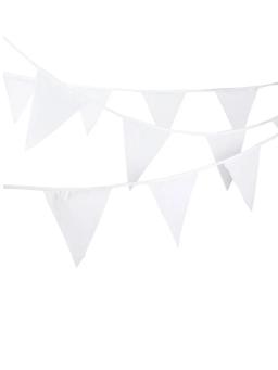 Guirlanda bandeiras para casamento, decoração de festa, 3 estilos, 8m, 18 bandeiras, não-tecido, branco - Image 3