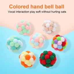 Bola de pelúcia interativa para gato, brinquedo para treinamento, com sino, para brincar de mastigar - Image 2