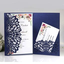 Cartão de visitas e convite de casamento cortados a laser, personalize sua empresa com cartões rsvp, decoração de festas de casamento, 50 peças - Image 1