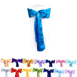 50/100 pçs casamento cetim cadeira faixas cadeiras de festa bandas nó capa decoração cadeiras arco para cadeira decoração banquete 15x275cm - Image 1