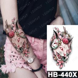 Tatuagem temporária à prova dwaterproof água adesivos gato raposa anime kawaii flash tatoo mulheres homens bonito rosa japonês arte do corpo manga falsa tatuagens tatuagem temporária de anime - Image 2