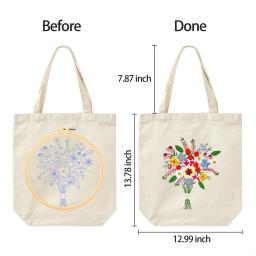 Kit bordado com bolsa de lona e bordado, conjunto com agulha artesanal e linha, para iniciantes, 1 peça - Image 6