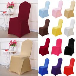 Capa para cadeira, de elastano, da moda, para cadeiras de casamento, banquetes, jantar, festa, cozinha, cobertura elástica, cores lisas - Image 1