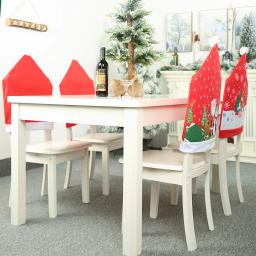Capa de cadeira de jantar com estampa vermelha, ornamento de natal, natal, natal, boneco de algodão, hotel, decoração de festa, ano novo, 2020 - Image 2