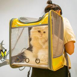 Pet cat carrier mochila viagem respirável ao ar livre bolsa de ombro para cães pequenos portátil transparente transportando suprimentos para animais estimação a laser - Image 3