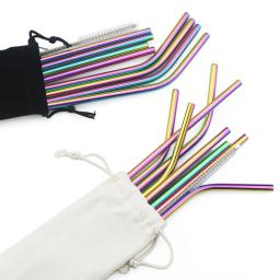 Canudos reutilizáveis de aço inoxidável, conjunto de canudos com canudo dourado, canudo mteal para festa de café, bar, com escova de limpeza, bolsa portátil, 18/10 - Image 5