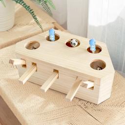 Brinquedo interativo divertido para gatos, brinquedo para cães e gatos, de madeira sólida natural, iq, traning, suprimentos para animais de estimação - Image 3