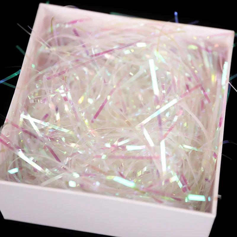 Transparente colorido shredded confetes de papel tecido flash rafia caixa de presente enchimento aniversário festa de casamento favor embalagens suprimentos - Image 1
