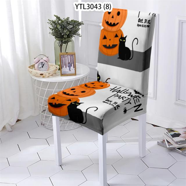 Capas de Cadeiras de Halloween com Padrão de Abóbora para Sala de Jantar: Estilo Divertido e Protetor contra Sujeira