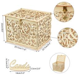 Caixa de cartão de casamento com fechadura, faça você mesmo, rústico, sinal de cartão de casamento, caixa de madeira para presente, decoração de festa de aniversário de casamento - Image 5