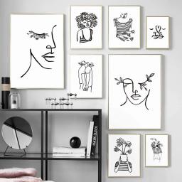 Quadro abstrato minimalista nórdico, decoração para casa, pintura em tela, arte para parede, desenho de linha, posteres e impressões para sala de estar - Image 1