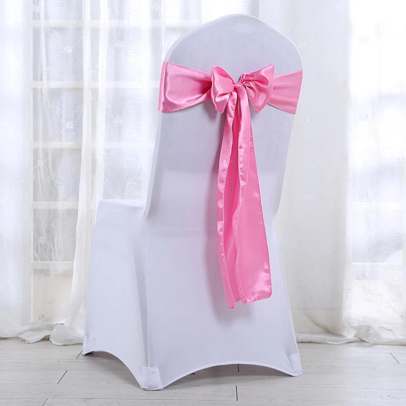 50/100 pçs casamento cetim cadeira faixas cadeiras de festa bandas nó capa decoração cadeiras arco para cadeira decoração banquete 15x275cm - Image 1