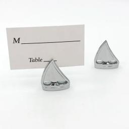 12pçs lembranças de casamento temáticas de praia "baldes brilhantes", porta-cartões de barco de prata, suprimentos de decoração de mesa de festa - Image 1
