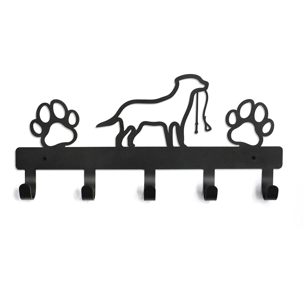 Wall-montado metal cabide para cães e gatos, roupas trela, porta-chaves, armazenamento ganchos, pet fornecedor, preto - Image 1