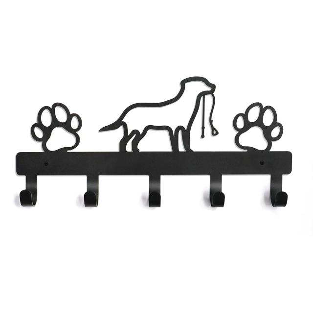 Cabide de Metal Parede para Cães e Gatos - Organizador de Roupas, Trela e Chaves, Suporte Prático em Preto