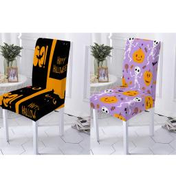 Estilo de halloween capas para cadeiras sala de jantar dos desenhos animados abóbora padrão caso estiramento cadeira anti-sujo assento cadeiras capa stuhlbezug - Image 2