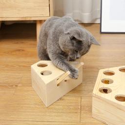 Brinquedo interativo divertido para gatos, brinquedo para cães e gatos, de madeira sólida natural, iq, traning, suprimentos para animais de estimação - Image 1