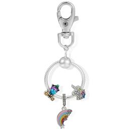 Arco-íris bonito unicórnio charme pingente chaveiro chave do carro para mulheres masculino saco acessórios chaveiro melhor diy jóias presente oferta especial - Image 5