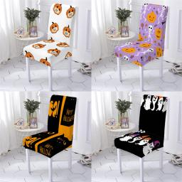 Estilo de halloween capas para cadeiras sala de jantar dos desenhos animados abóbora padrão caso estiramento cadeira anti-sujo assento cadeiras capa stuhlbezug - Image 1