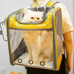 Pet cat carrier mochila viagem respirável ao ar livre bolsa de ombro para cães pequenos portátil transparente transportando suprimentos para animais estimação a laser - Image 5