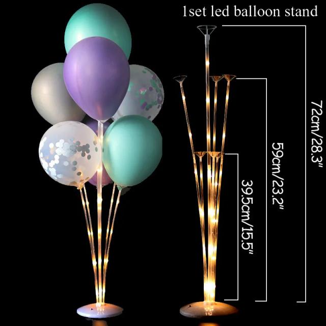 Conjunto Cyuan-1 de Balões LED com Suporte Transparente para Decoração de Festas e Casamentos