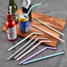 Canudinhos para bebidas de metal reutilizáveis, aço inoxidável resistente, curvos e retos, canudos de metal reutilizáveis, com escova de limpeza, acessório de bar para festas, 304 - Image 5