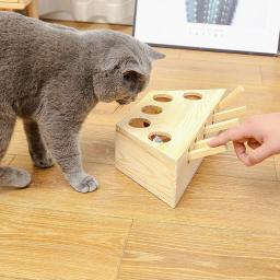 Brinquedo interativo divertido para gatos, brinquedo para cães e gatos, de madeira sólida natural, iq, traning, suprimentos para animais de estimação - Image 2
